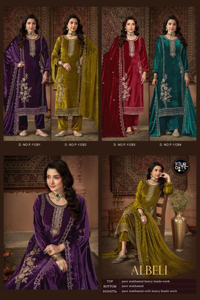 Albeli By Fourdots Makhamal Velvet Dress Material 